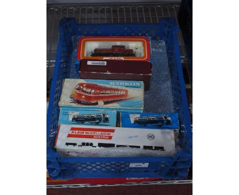 Three Marklin "HO" Gauge Continental Outline Three Rail "Rail Cars", Ref No's 4018 (2) and 3016 Class 260 DB Rail Shunter; a 