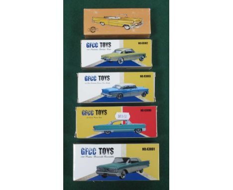 Five Diecast, White Metal 1:43rd Scale Model Cars by GFCC Toys, Scottoy to include GFCC Toys #43003 1956 Buick Roadmaster Riv