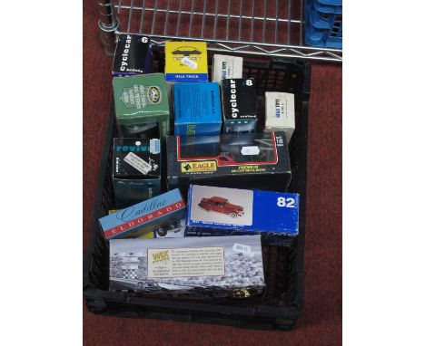 Fourteen Boxed Diecast Model Vehicles by Ertl, Eagle Collectibles, Brumm, Rio and other to include Mercury White Metal Cadill