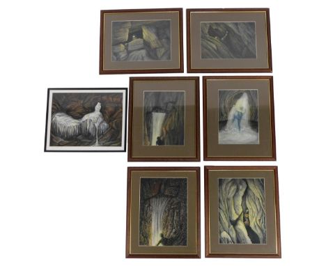 Chas Wethered. Various works, comprising In the Stream Way, Underground Cascade No I and No II, Boulder Ruckle, Rift Traverse