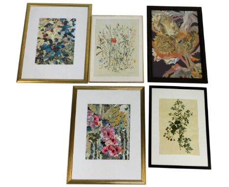 20thC School. A group of botanical related works, to include collage, etc.