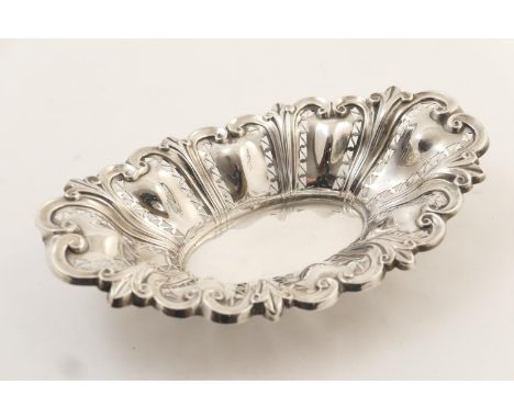 Late Victorian silver oval dish, by William Hutton &amp; Sons, London 1896, pierced and with baroque scrolls, 29cm x 18cm, we