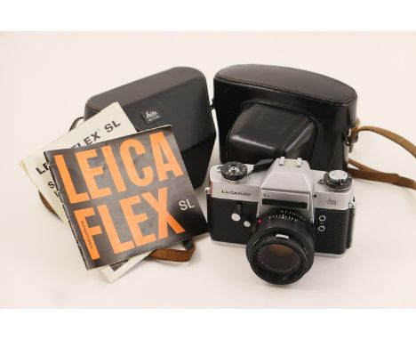 Leicaflex SL camera, no. 1242067, circa 1968-74, with  Summicron-R 50mm f/2 lens, no. 2366473; all within black Leitz camera 