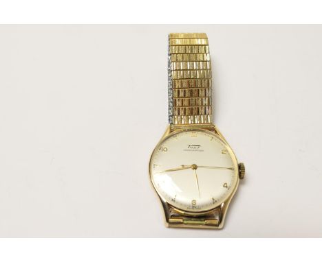 Tissot 14ct gold gent's Anti-Magnetique wristwatch, circa 1950-55, 32mm dial with baton and Arabic numerals, centre sweep sec