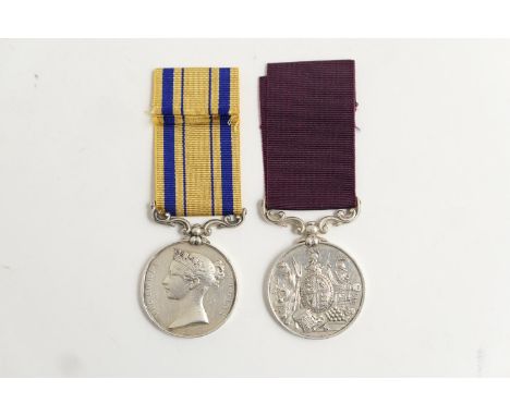 South Africa Medal (1853) awarded to J Mcguire, 6th Regiment; also an Army Long Service and Good Conduct medal (2nd type), aw