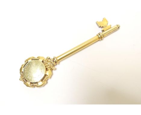 Welsh interest: Llandyssul County School silver gilt presentation key, Birmingham 1938, inscribed 'Presented to Josiah R Jone