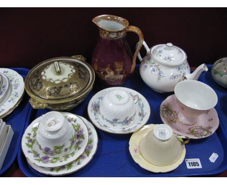 A Duchess 'Tranquility' Teapot, Paragon, Minton cups and saucers, Noritake tureen etc:- One Tray