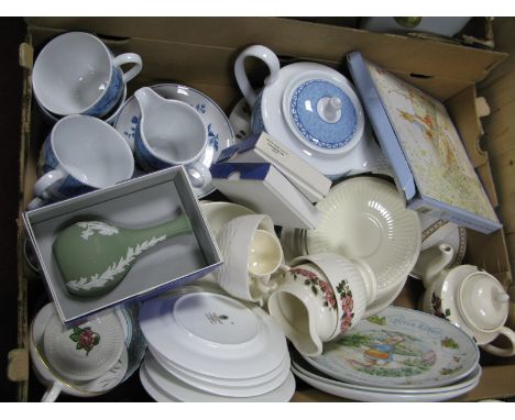 Wedgwood Pottery, including 'Briar Rose' teapot, 'Mikado' teapot, Peter Rabbit plate.