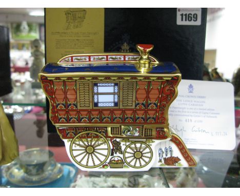 A Royal Crown Derby Paperweight, modelled as 'The Ledge Wagon' limited edition no. 418/1250, the first in a series of Gypsy C