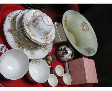 Radford Fruit Bowl,  Worcester 'Marsh Tit', Edwardian tea ware etc:- One Tray