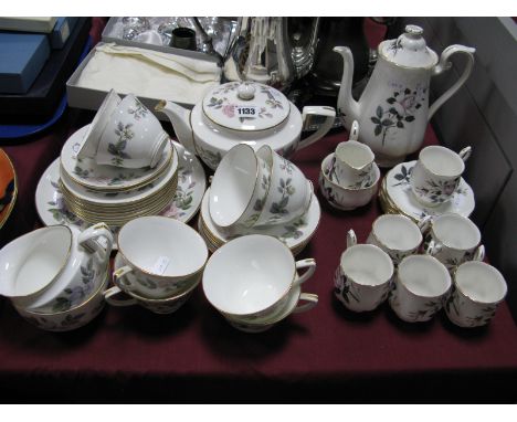 A Royal Worcester Porcelain 'June Garland' Pattern Part Tea Service, printed marks, comprising:- teapot and cover, sugar bowl