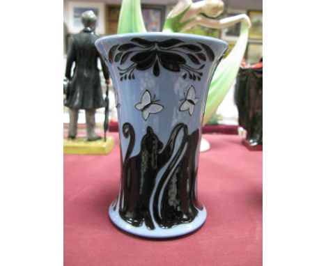 A Moorcroft First Quality 'Lucky Black Cat' Vase, shape 158/6 Numbered Edition 485, 15.5cm high.