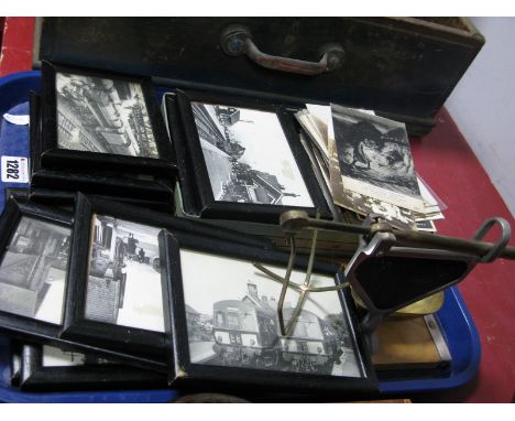 Early XX Century Postcards, framed photos of steam trains, "Speedy" Moisture Tester, Thomas Ashworth & Company Limited, Burnl