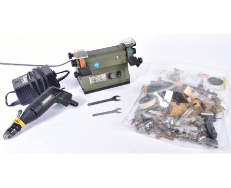 Model Railway - an original Proxxon made worktop Grinding and Polishing machine (SP/E) along with a selection of assorted acc
