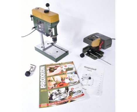 Model Railway - x2 Proxxon made worktop / miniature engineering tools comprising TBM 220 Bench Drill with operating manual an