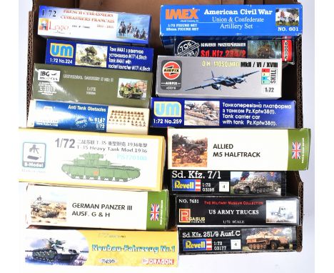 Model Kits - a collection of x15 assorted plastic model kits of Military interest to include; IBG Models 1/72 scale Universal