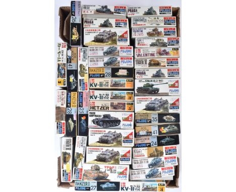 Model Kits - x39 assorted 1/76 scale Fujimi plastic model kits of Military interest to include; German Troop Carrier, Panzer 