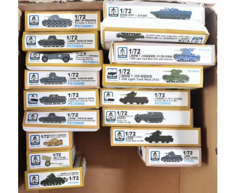 Model Kits - a collection of 1:72 scale boxed S-Model military model kits, to include PS720094 Leichte (FUNK) Panzerwagen, PS