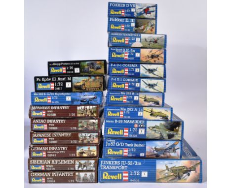 Model Kits - a collection of assorted scale Revell plastic model kits to include; 1/72 scale Junkers JU-52 / 3m Transport Air