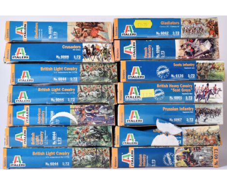 Model Kits - Approximately 14 boxed 1:72&nbsp;Italeri military model kits, to include No. 6044 British Light Cavalry, No. 606