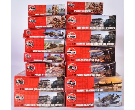 Model Kits - a collection of x15 assorted Airfix plastic model kits of Military and Aviation interest to include; 1/72 scale 