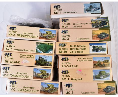 Model Kits - a collection of boxed PST 1:72 military model kits, to include No. 72012 KV-1 Heavy Tank, No. 72017 KV-2 Heavy T