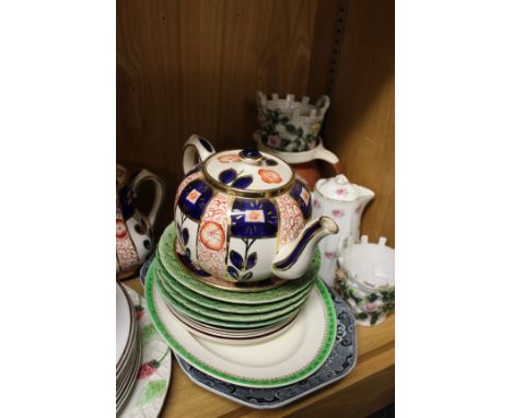 A quantity of assorted ceramics, to include a Copeland meat platter, a Delftware lidded vase, Dresden cup and saucer, and ite