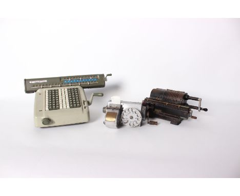 Ticket Issue Machines Ltd swimming ticket dispenser, together with two vintage adding machines - Lagomarsino Numeria and an a
