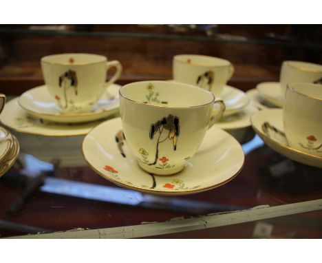 1930s Royal Doulton part tea set, Royal Worcester for Aspreys part tea set, a Poole vase and other art deco style china.