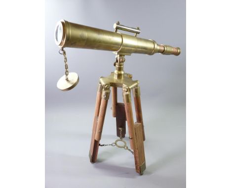 TELESCOPE - BRASS &amp; COPPER for tabletop on a wooden tripod