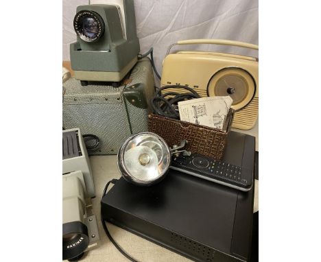 ARGUS 300 PROJECTOR, another, retro style Bush radio, Humax player, Miller vintage vehicle spotlight E/T ETC