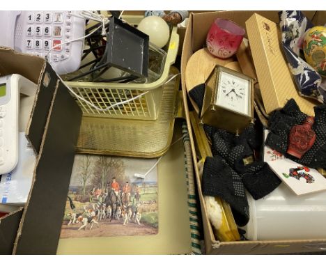 CARRIAGE CLOCK by Samuel, scent bottle and a quantity of household items