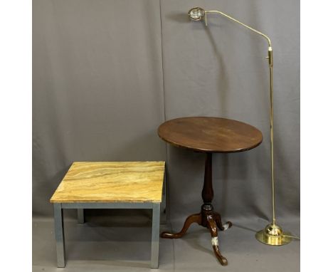 ANTIQUE &amp; LATER HOUSEHOLD FURNISHINGS, THREE ITEMS to include a circular top mahogany tilt-top tripod table, 60cms Diamet