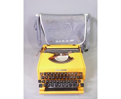 THIS LOT IS PART OF THE CONSIGNMENT FROM BODELWYDDAN CASTLE RETRO TYPEWRITER - an orange plastic Esselte Lisa 30 portable typ