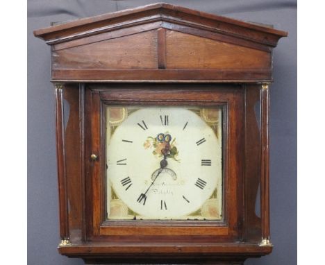 EDWARD RICHARDS DOLGELLY INLAID OAK LONGCASE CLOCK, 12in square painted dial with date aperture, signed, before a single weig