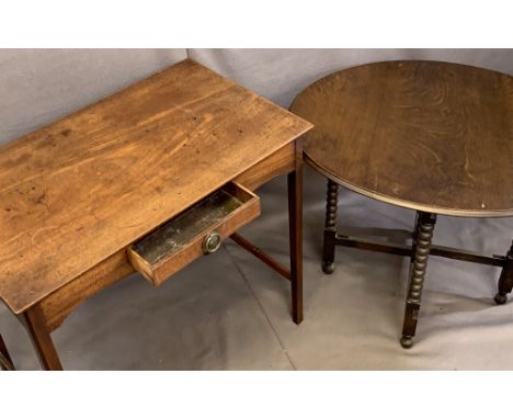 GEORGIAN MAHOGANY SIDE TABLE and a vintage folding oak coaching table, the side table with single central drawer above a shap