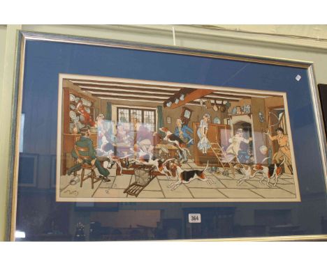 Harry Elliott, Humorous Hunting print, in contemporary glazed frame