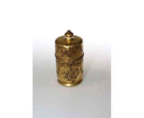 Gilt-metal mounted and Paris porcelain table lighter, 12.5cm