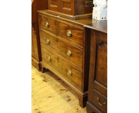 19th Century mahogany chest of two short above two long drawers on bracket feet, 93cm wide