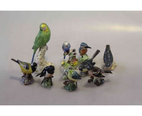 Seven Beswick birds, Adderley Budgerigar and Royal Worcester Budgerigar No.2663 and Great Tit (10)