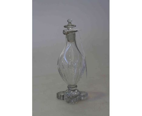 Early 19th Century glass vinegar bottle with 'lemon squeezer' foot, 18cm
