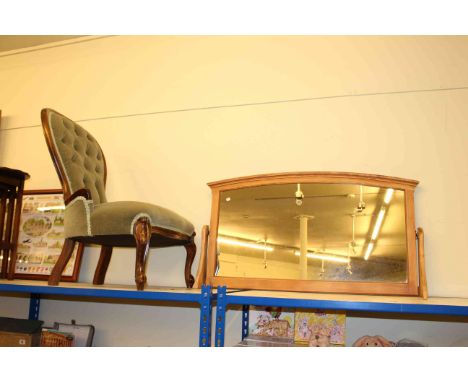 Victorian style spoon back nursing chair and pine dressing mirror (2)