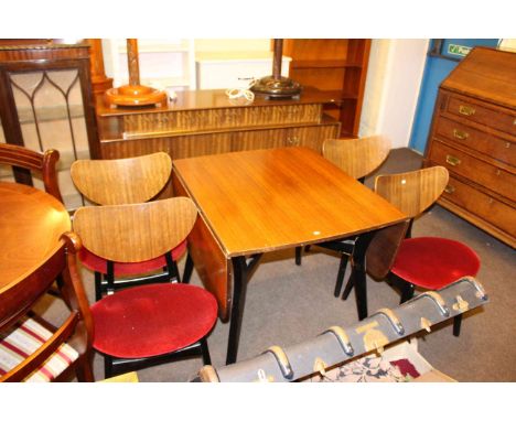 Vintage G. Plan six piece dining suite comprising cantilever door sideboard, drop leaf dining table and four chairs