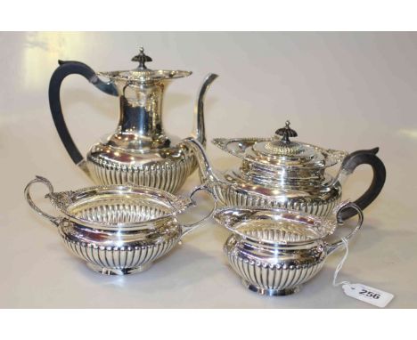 Late Victorian silver four-piece tea service, Walker & Hall, Sheffield 1897, gross 63.5oz