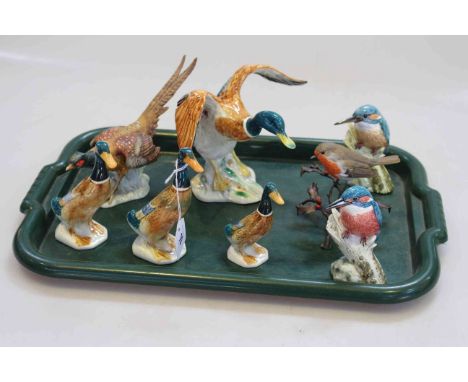 Beswick Mallard rising and three standing, two Mack Kingfishers, Goebel Pheasant and Coalport Robin (8)