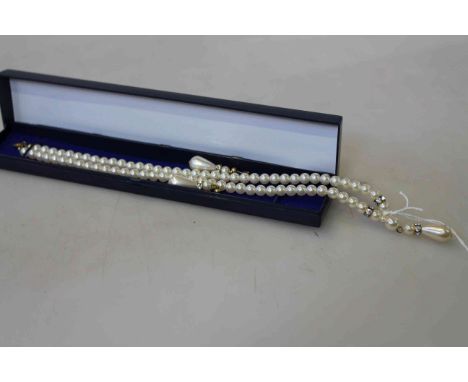 Cultured pearl necklace and earrings