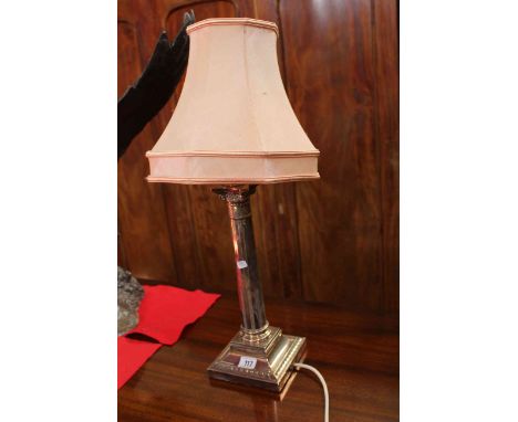 Silver plated column table lamp