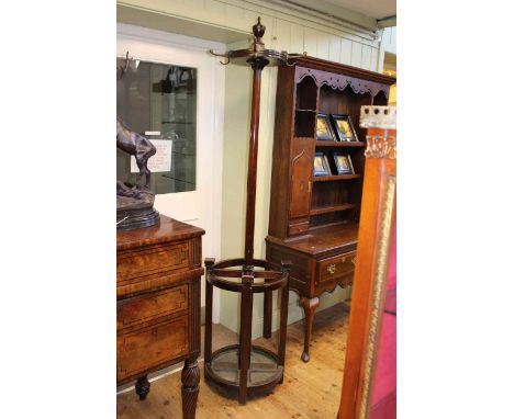 Mahogany circular hat, coat and stick stand