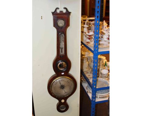Antique mahogany and string inlaid banjo barometer, Forester & Co. Darlington