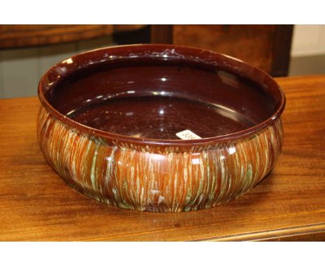 Linthorpe Pottery Ch. Dresser bowl, streak glaze, shape no. 571